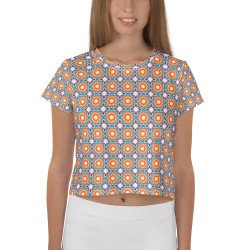 A Shirt Shop All-Over Print Crop Tee (light colours pattern)